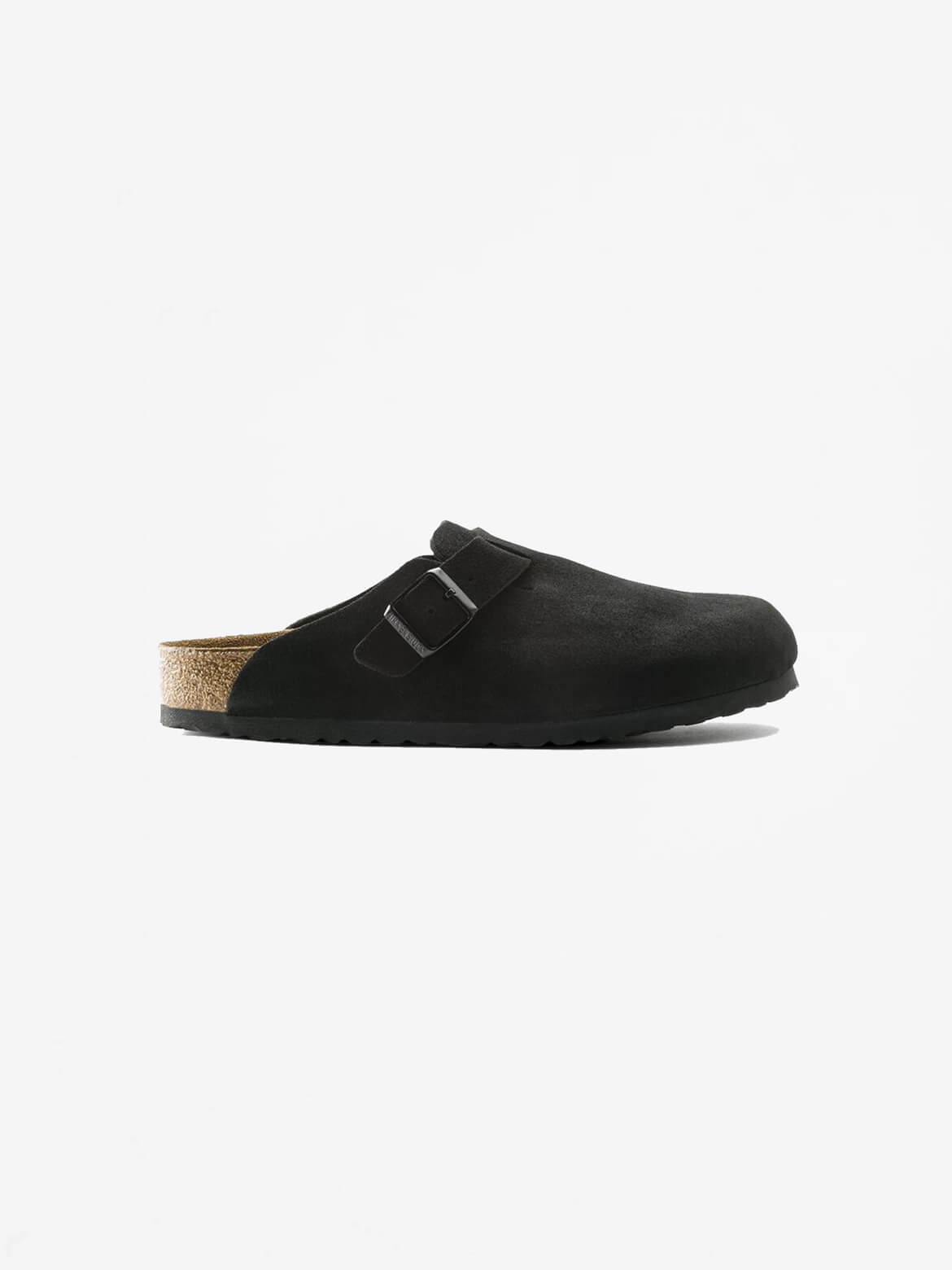 Black Suede Leather Boston Clog