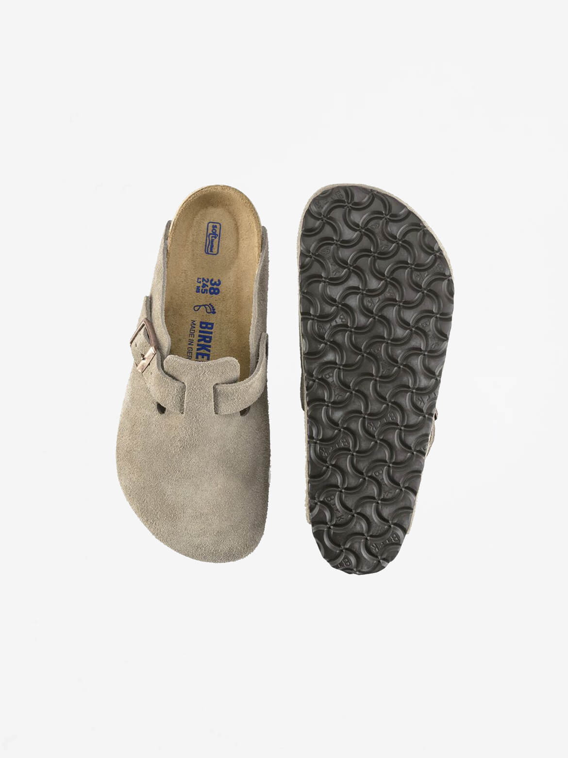 Taupe Suede Leather Boston Clog