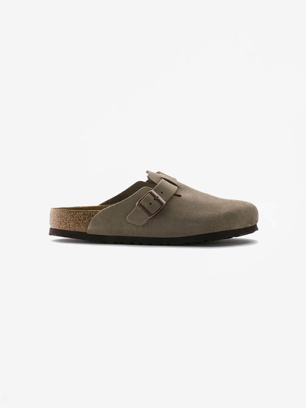 Taupe Suede Leather Boston Clog