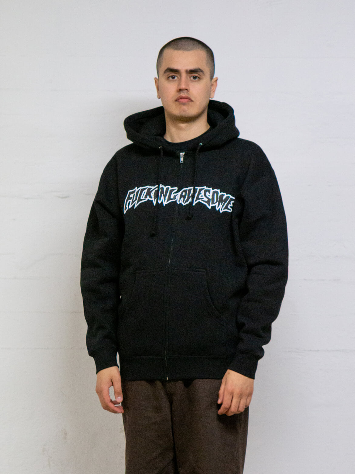 Black Stamp Logo Zip Hoodie