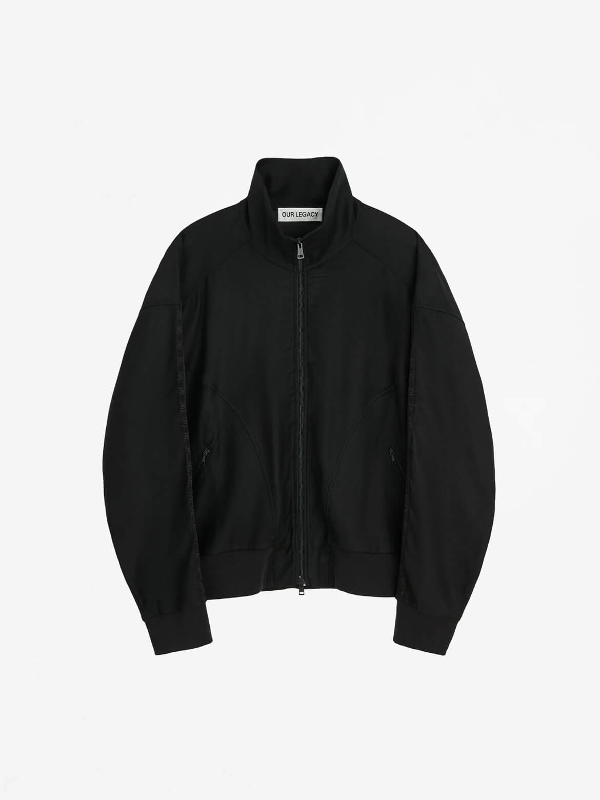 Black Canvas Jersey Track Jacket