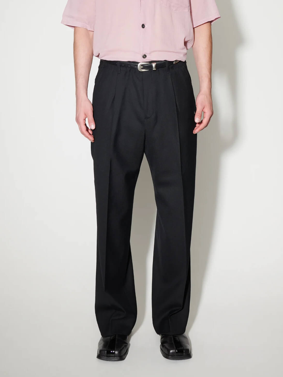 Black Panama Wool Borrowed Chino