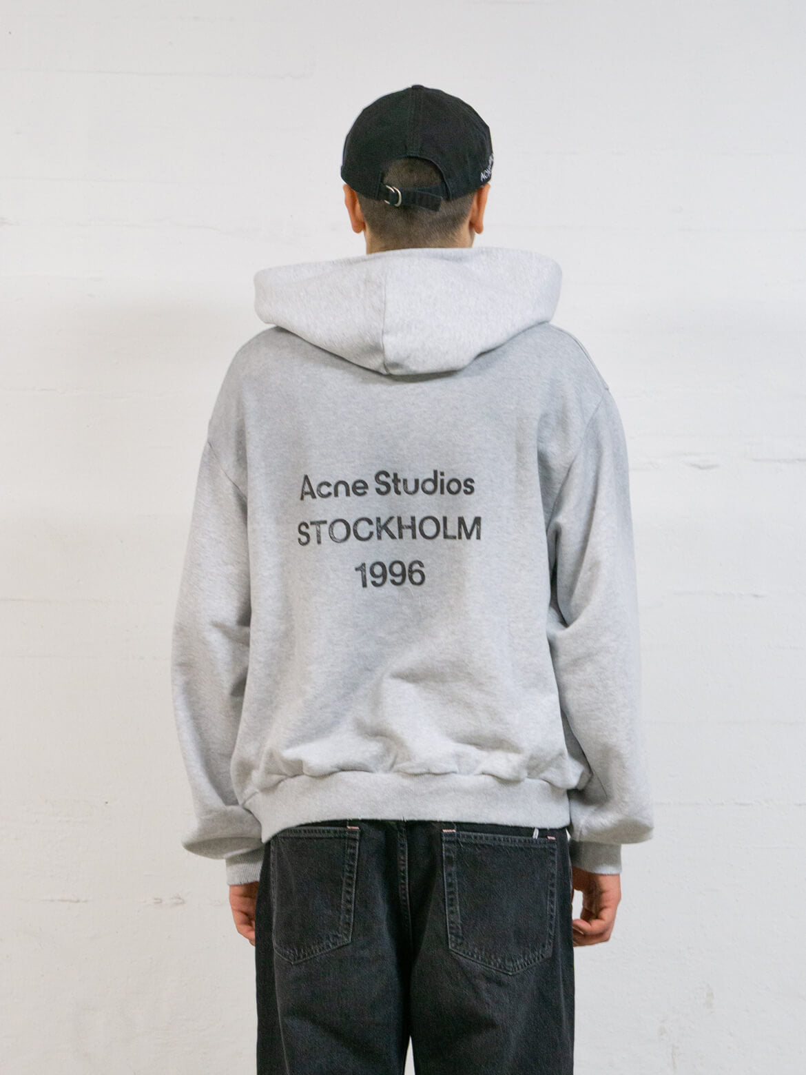 Pale Grey Melange Logo Hooded Stockholm 1996 Sweater