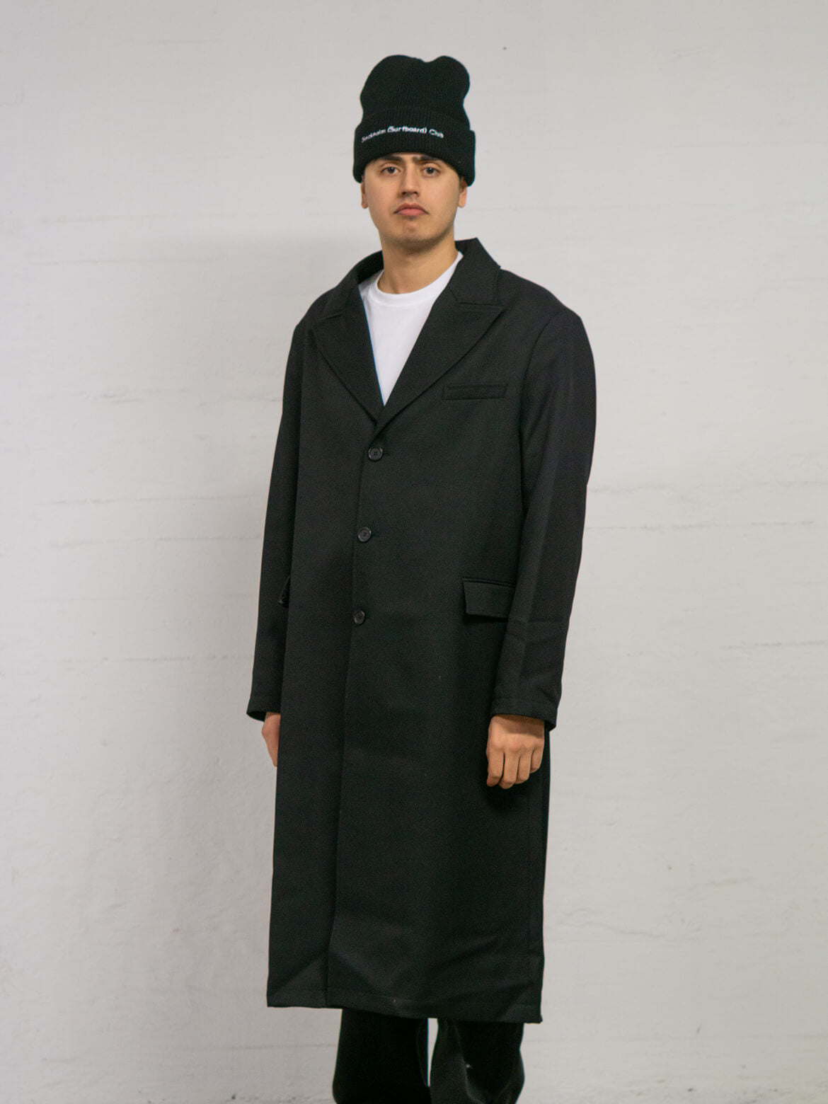 Black Wool Cavalry Twill Margin Coat