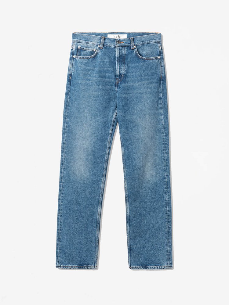 Worn Wash Straight Cut Jeans