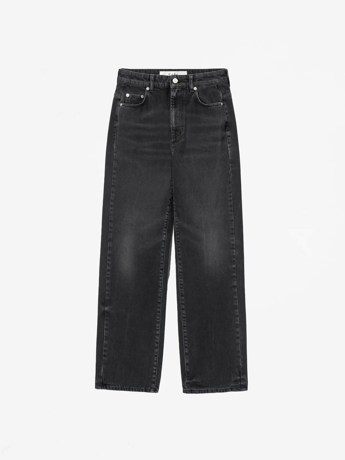 Creased Black Wide Cut Jeans